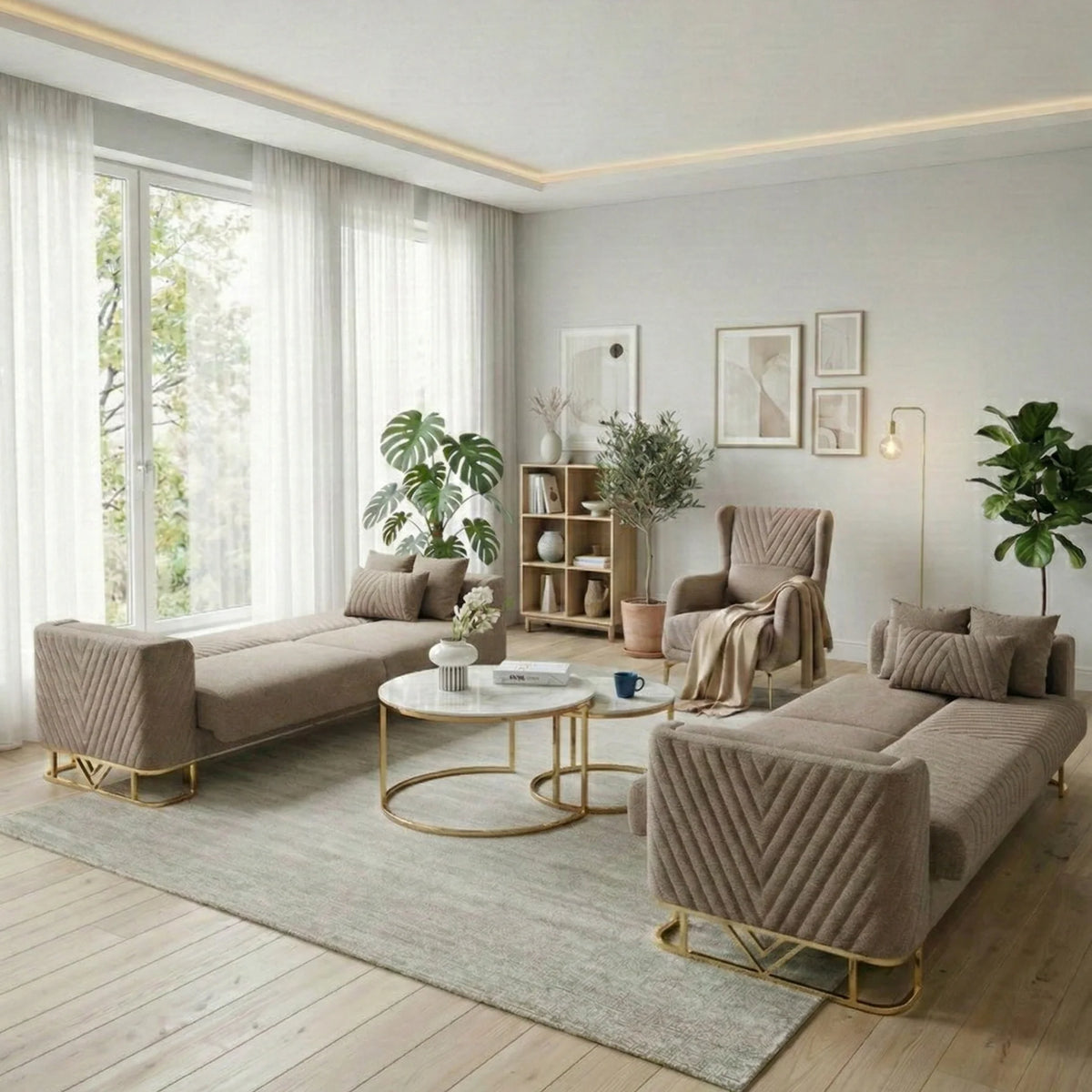 Ensemble Canapé Modulable Convertible Coffre – 4 Compositions
