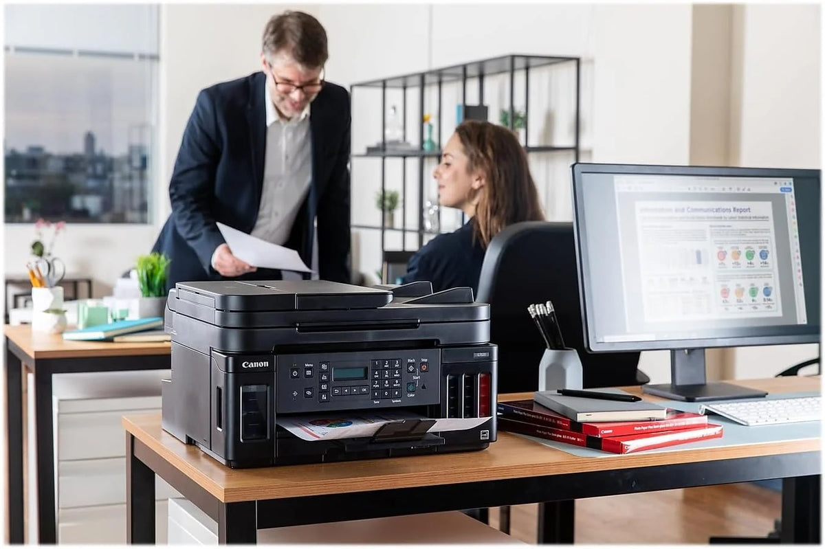 Impresora Todo en Uno para Oficina en Casa | Impresora Super Tanque Inalámbrica | Copiadora | Escáner | Fax y ADF con Impresión Móvil, Negra, Compatible con Alexa