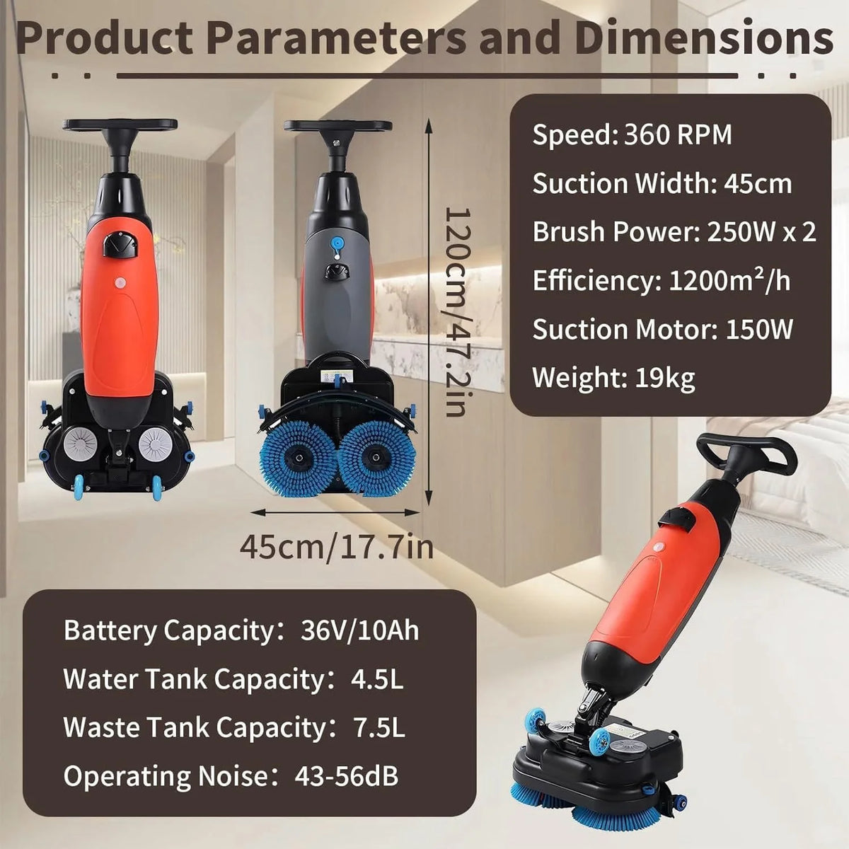 Polisseuse de sols professionnelle rotative double brosse nettoyage industriel