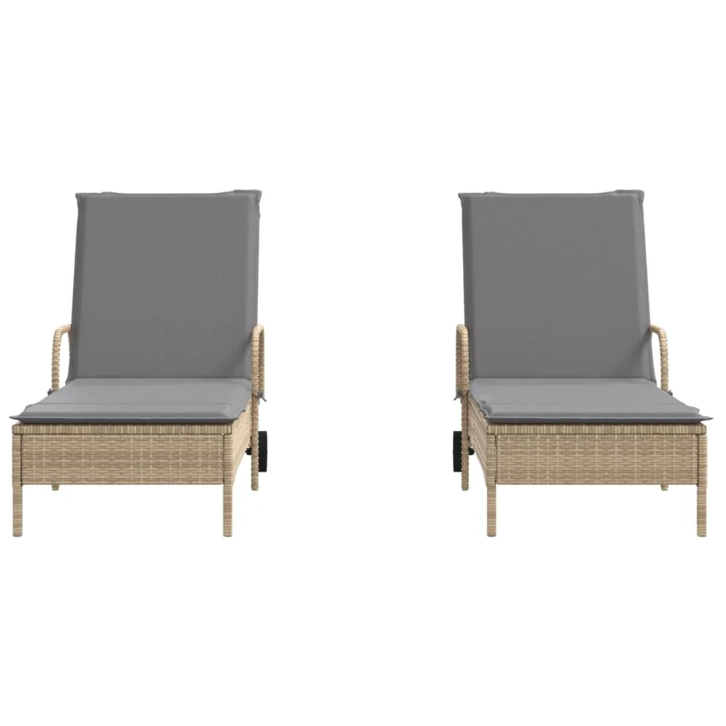 2 Uds Tumbona | Sillas Con Cojines Ratán Sintético Beige Cfw512621