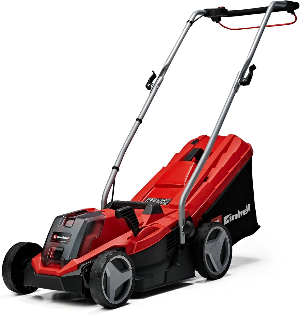 Einhell Tondeuse à gazon sans fil GE-CM 18/33 Li Kit Power X-Change (18V, Largeur de Coupe 33cm, Surface conseillée 200 m²) Livré avec Batterie 4,0 Ah et Chargeur