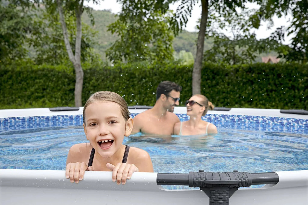 Bestway Steel Pro Max Frame Kit Piscine avec Pompe à Filtre Ø 305 x 76 cm, Gris Clair, Rond