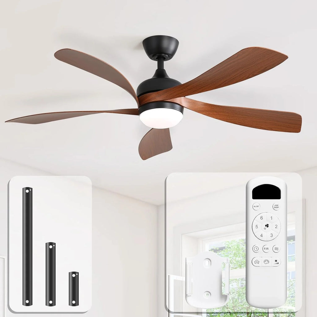 Sofucor Ventilateur Plafond avec Lumiere et Telecommande, 132 cm Dimmable Lampe Ventilateur Plafond LED, 6 Vitesses, DC Silencieux Réversibles, Minuterie, pour Chambre