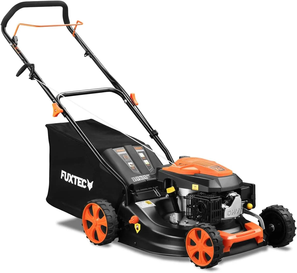 Cortacésped de Gasolina FUXTEC FX-RM4646ECO 46cm de Anchura de Corte - Potente Motor de Gasolina de 146cc Easy Clean 3en1 2,6KW Mulching recogedor de Hierba 50L