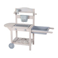 Cocina móvil de juego y barro BBQ para niños – Madera certificada FSC – Acabado en gris grabado
