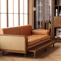 Nismaaya Leather & Rattan Weaving Wooden Frame Sofa Cum Bed