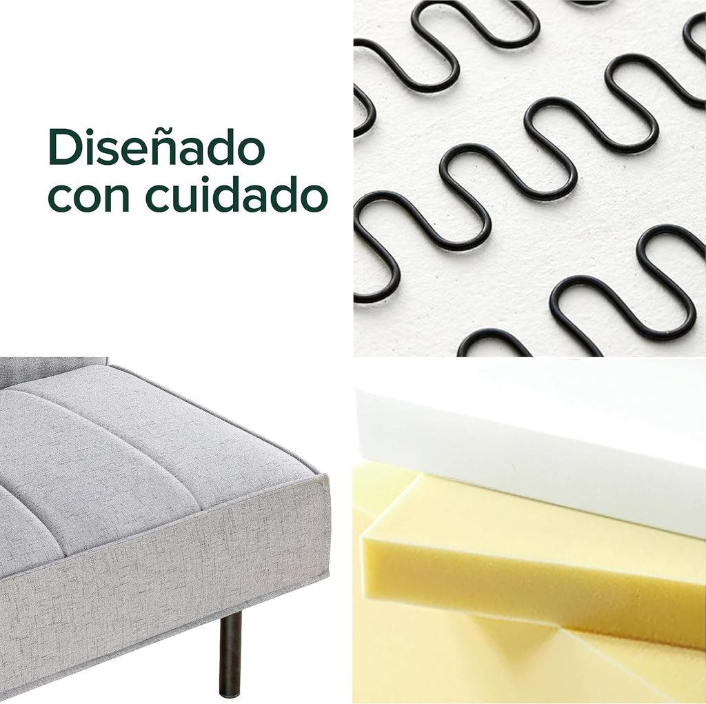 Zinus Quinn Clic Clac Sofá Cama - Sofá Cama Plegable 2 en 1 - Adecuado para habitaciones de invitados y espacios pequeños - Gris