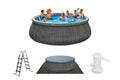 Piscine Autoportée Ronde Tressée 4,57x1,22 m avec Filtration Cartouche(Gris)