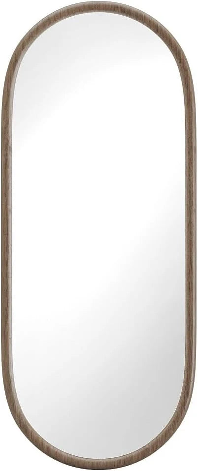 Vente-unique - Miroir Ovale en Bois d'hévéa - L. 50 x H. 120 cm - Naturel - SHAXI