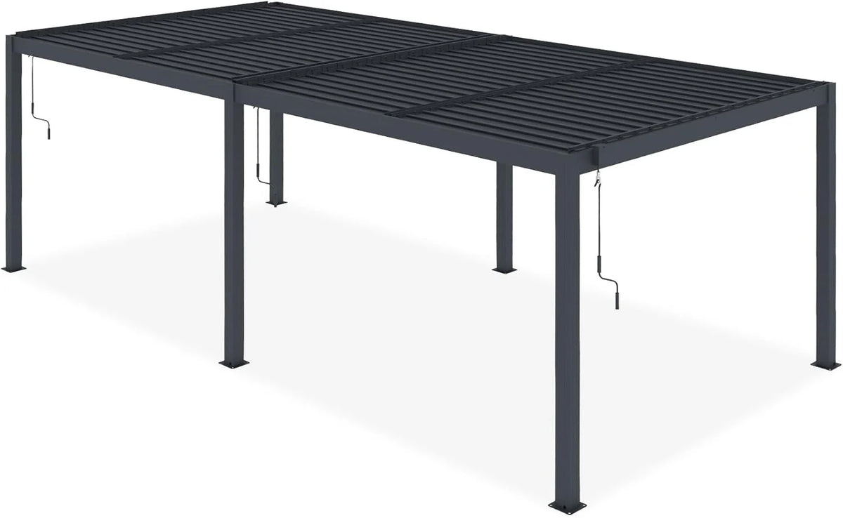 CAZEBOO Pergola Bioclimatique 6x3m Autoportée Santa – Aluminium Gris Lames Orientables en Acier – Tonnelle de Jardin Abri Terrasse – Résistante Vent 55 km/h – Protection Soleil Pluie – Montage Facile