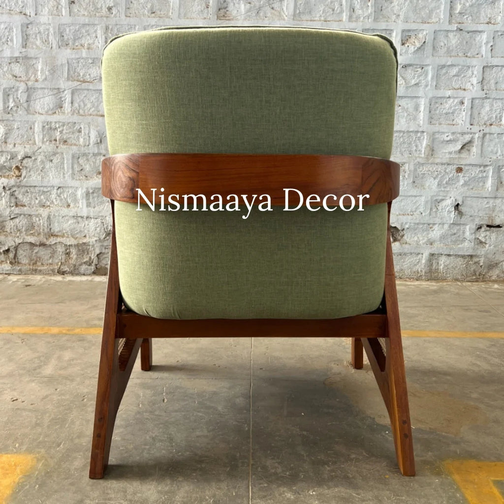 Marvin Solid Teak Wood & Rattan 1 Seater Sofa