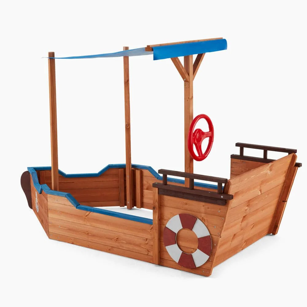Arenero Infantil Barco Madera Home Deluxe Matschekiste 78  X 160  X 103 Cm - Natural / Azul