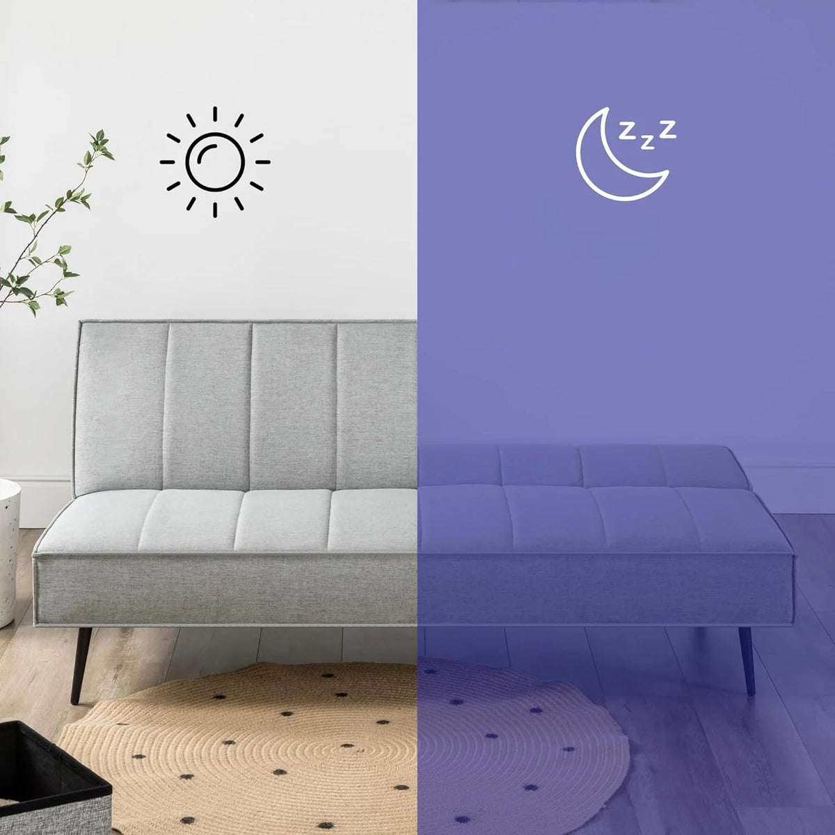 Zinus Quinn Clic Clac Sofá Cama - Sofá Cama Plegable 2 en 1 - Adecuado para habitaciones de invitados y espacios pequeños - Gris