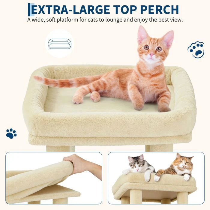 Arbre à chat - GARVEE - Arbre à chat multi-niveau avec griffoirs, escalade, hamac et niches, hauteur 188 cm - Gris foncé