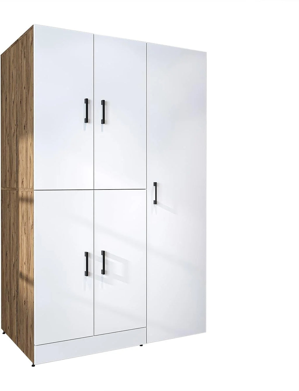 ROOMART Dora - Armoire de machine à laver - Pour sèche-linge et machine à laver - En 4 couleurs - Avec portes et panneau coulissant - Blanc - Chêne blanc - Chêne anthracite - Chêne blanc (chêne blanc)