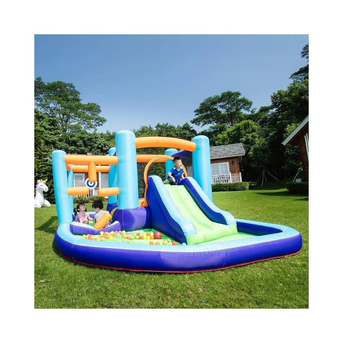 Castillo Inflable Mountain - Castillo Hinchable Para Niños Con Juegos Ideal Para Jardín O Espacio Grande