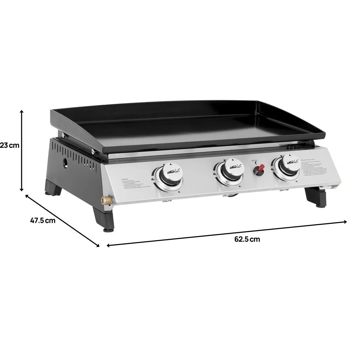 Plancha De Gas 3 Fuegos "jolly" - 7,5 Kw - Gris