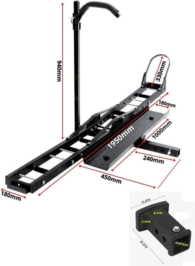 Porte Moto Attelage Scooter avec Rampe de Chargement 227kg + Adaptateur 2'' 83x56mm