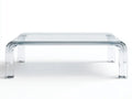 Table basse rectangulaire en verre transparent – design moderne arrondi