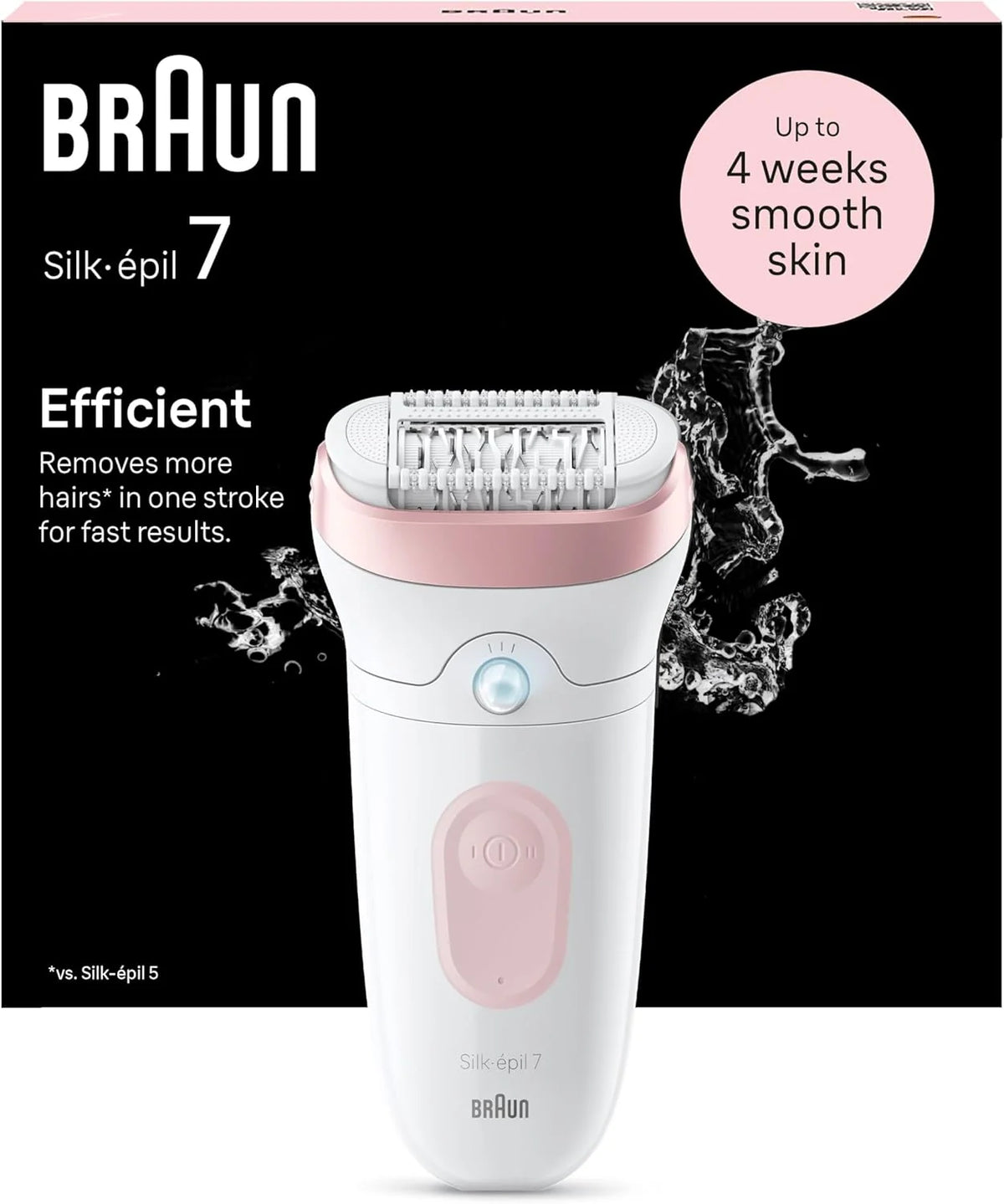 Braun Silk-épil 7, Épilateur Avec Tête Large Pour Épilation Facile, Étanche, Peau Douce Longue Durée, 7-000, Blanc/Rose