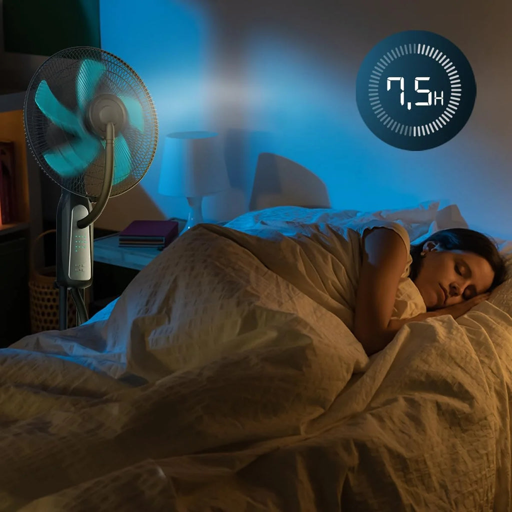Ventilador con Nebulizador de Agua Fresca Cecotec EnergySilence 490 con Control Remoto, 90W, Diámetro 16", 5 Aspas, Depósito de 2.8L, Temporizador de 7.5h, Indicador LED y Oscilación