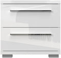 Mesita de noche Piano blanco brillante con 2 cajones, 45 cm de ancho