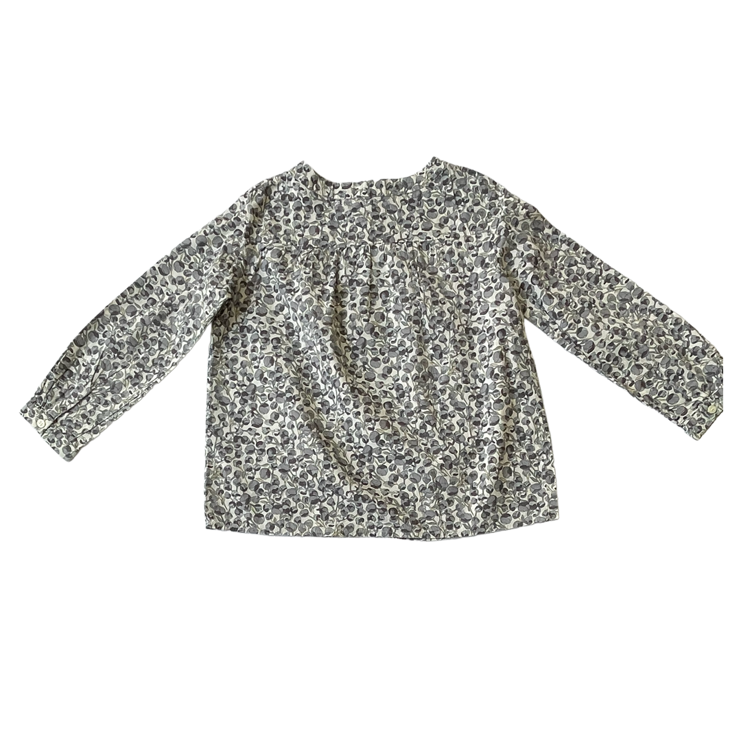 4A - Blouse boutons de fleurs bleues