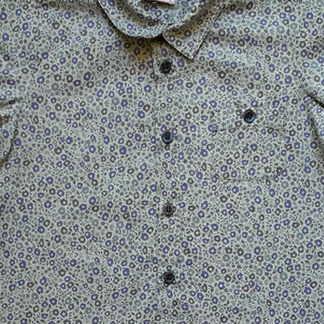 2A - Chemise très fleurs bleues