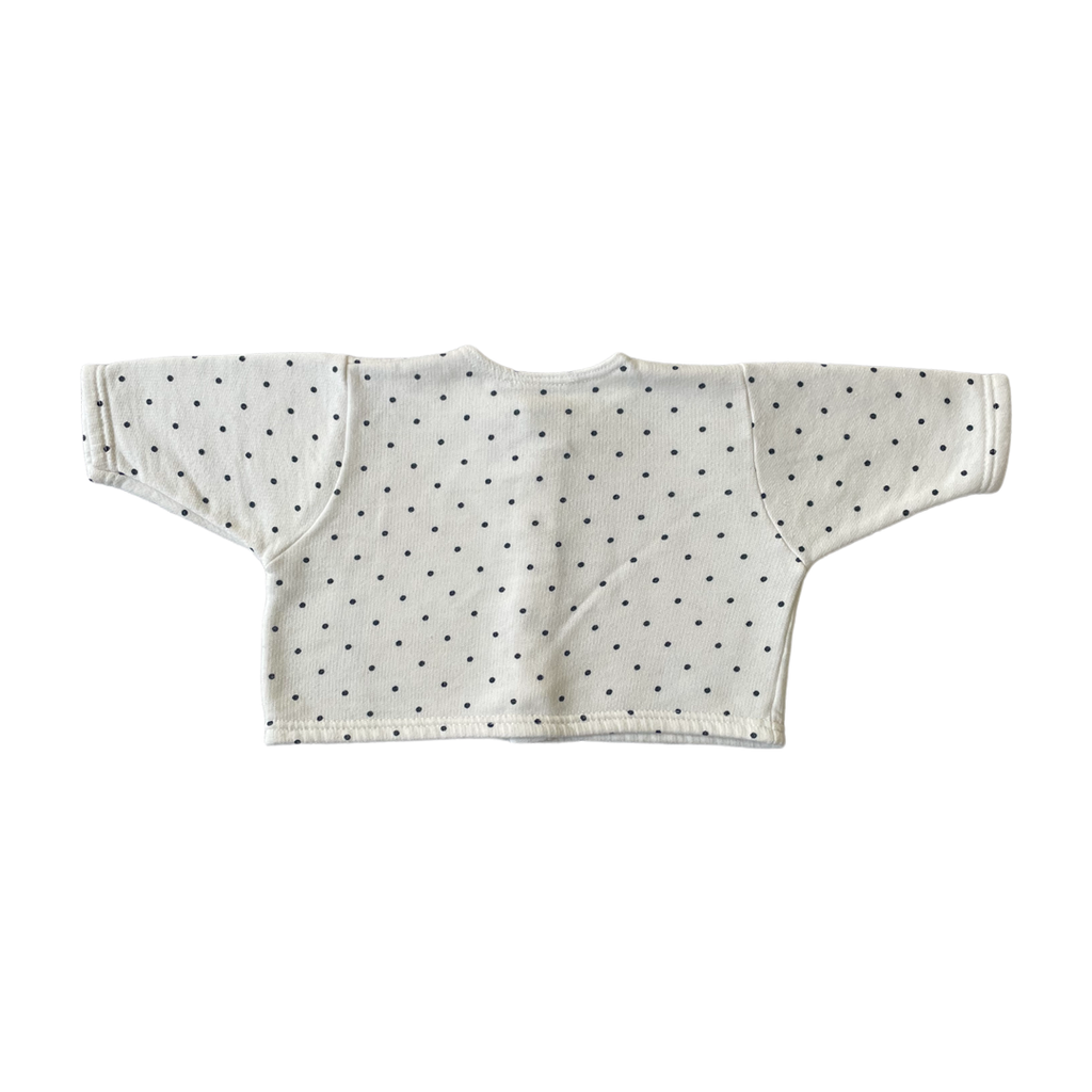 3M - Cardigan blanc à pois bleu marine
