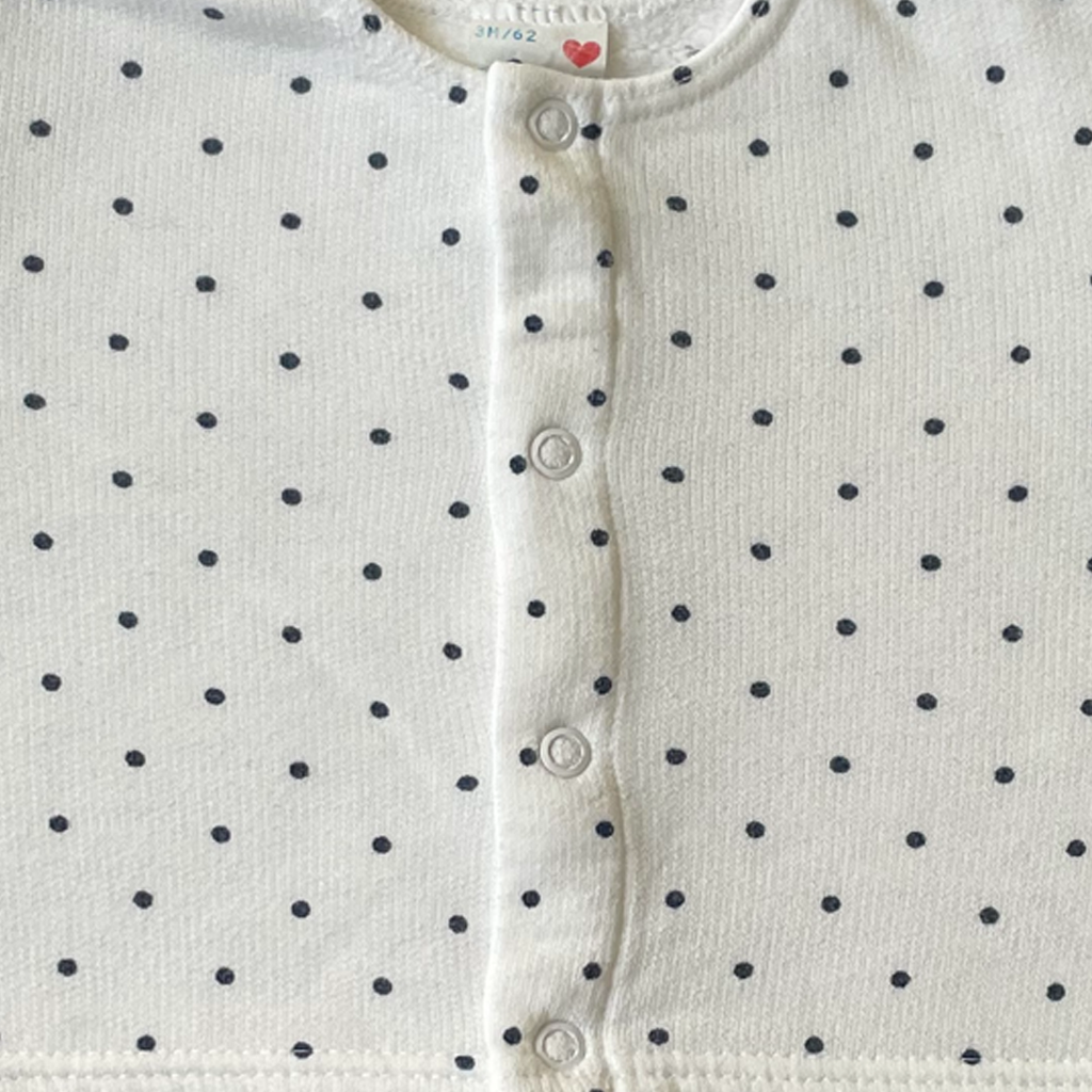 3M - Cardigan blanc à pois bleu marine