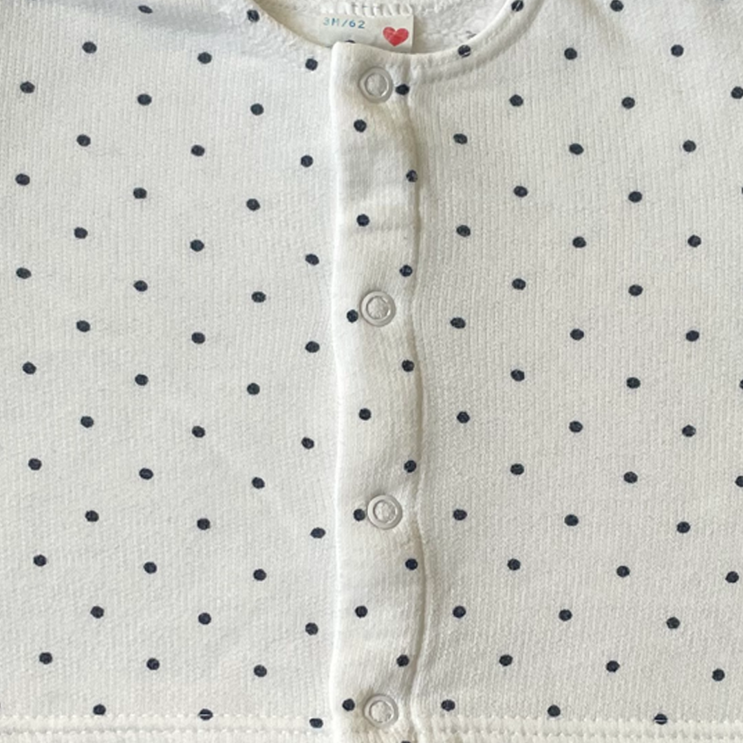 3M - Cardigan blanc à pois bleu marine