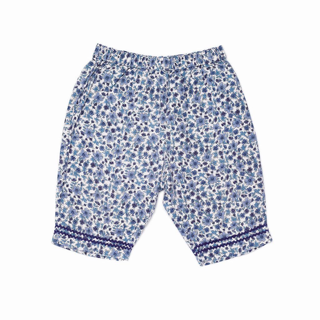 2A - Pantalon fleurs bleues