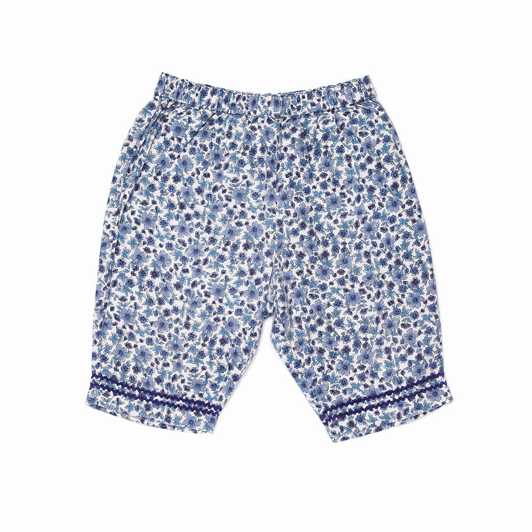 2A - Pantalon fleurs bleues