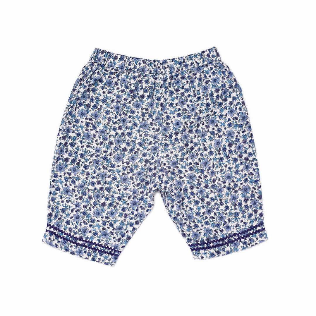 2A - Pantalon fleurs bleues
