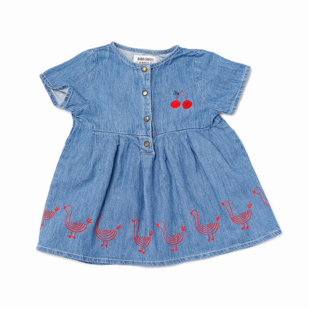 12-18M - Robe jean oie et cerise 🍒