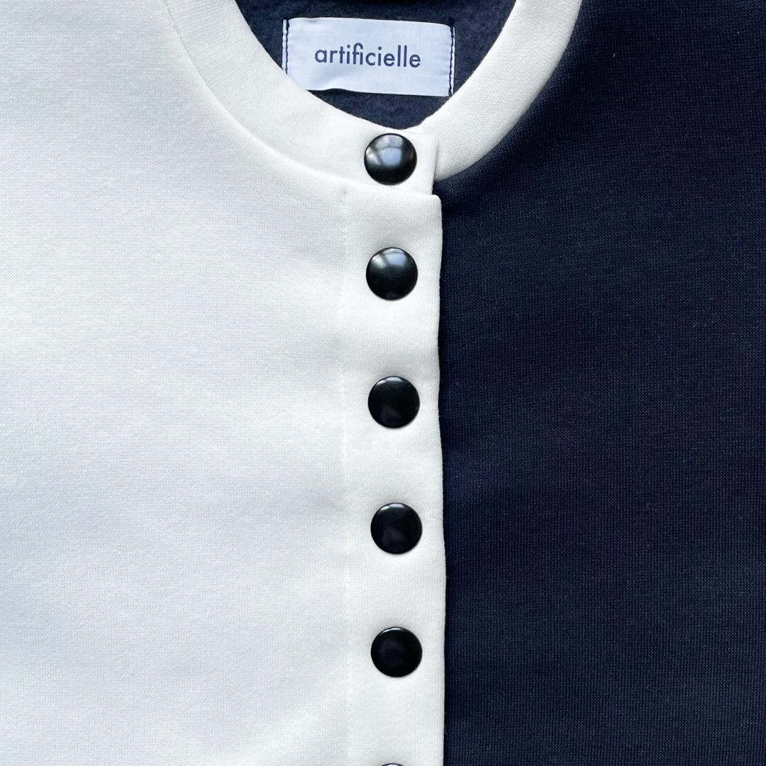 MARLETTE - GILET MOLLETON MARINE ET BLANC Artificielle
