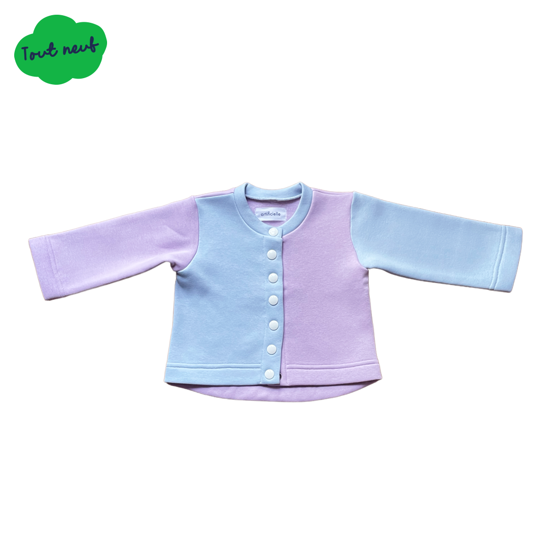 Marlette - Gilet molleton bleu ciel et parme Gamme de Cooleurs