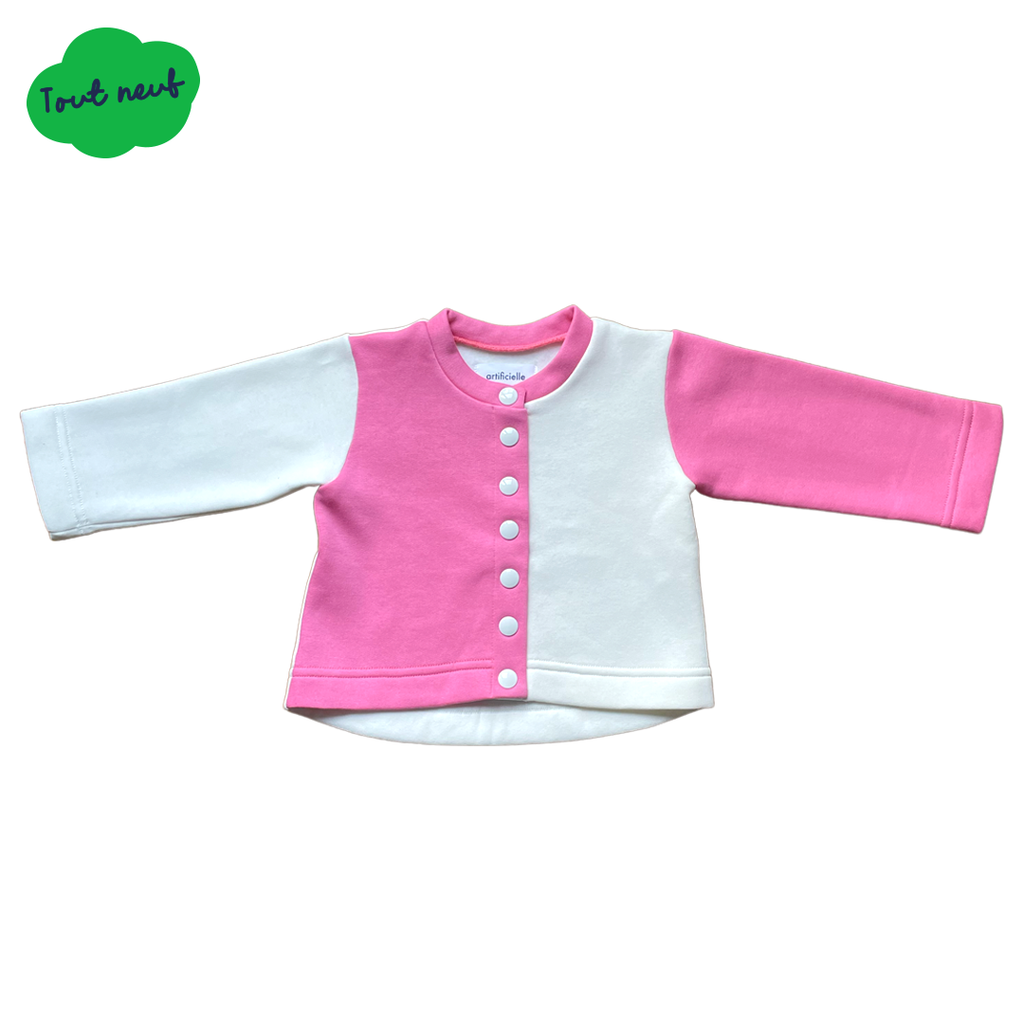 MARLETTE - GILET MOLLETON ROSE ET BLANC Artificielle