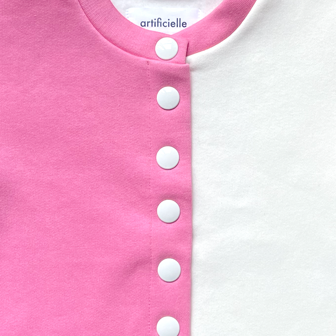 MARLETTE - GILET MOLLETON ROSE ET BLANC Artificielle