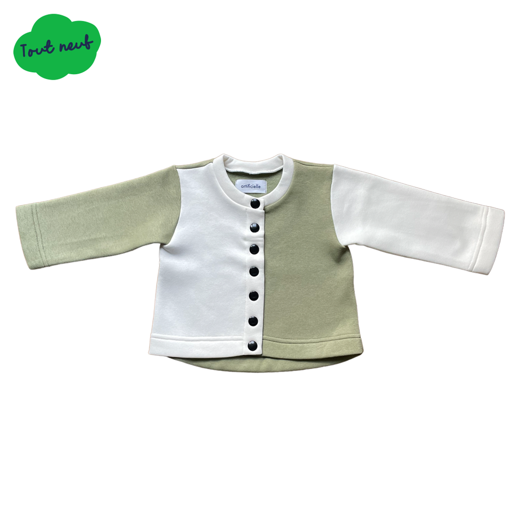 MARLETTE - GILET MOLLETON VERT MATCHA ET BLANC Gamme de Cooleurs