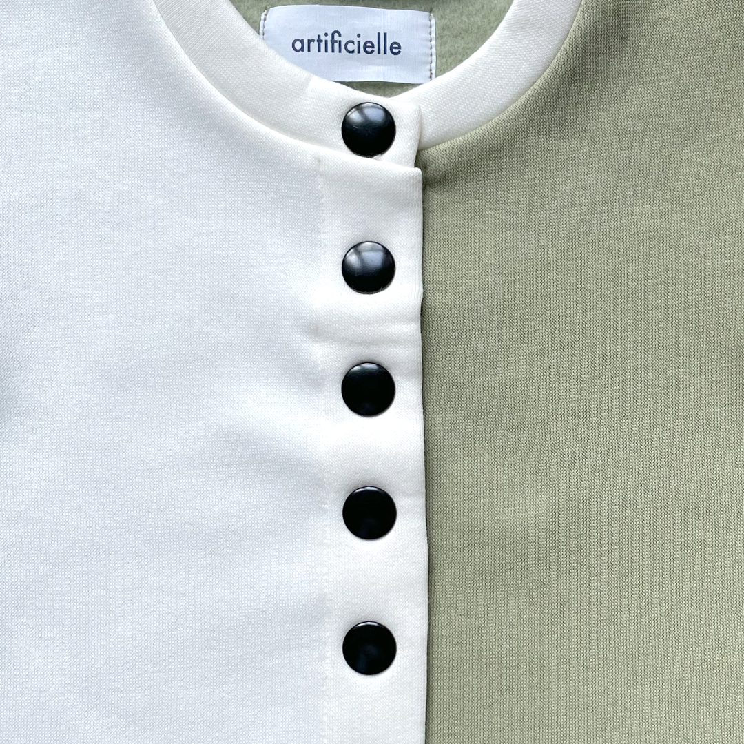 MARLETTE - GILET MOLLETON VERT MATCHA ET BLANC Gamme de Cooleurs