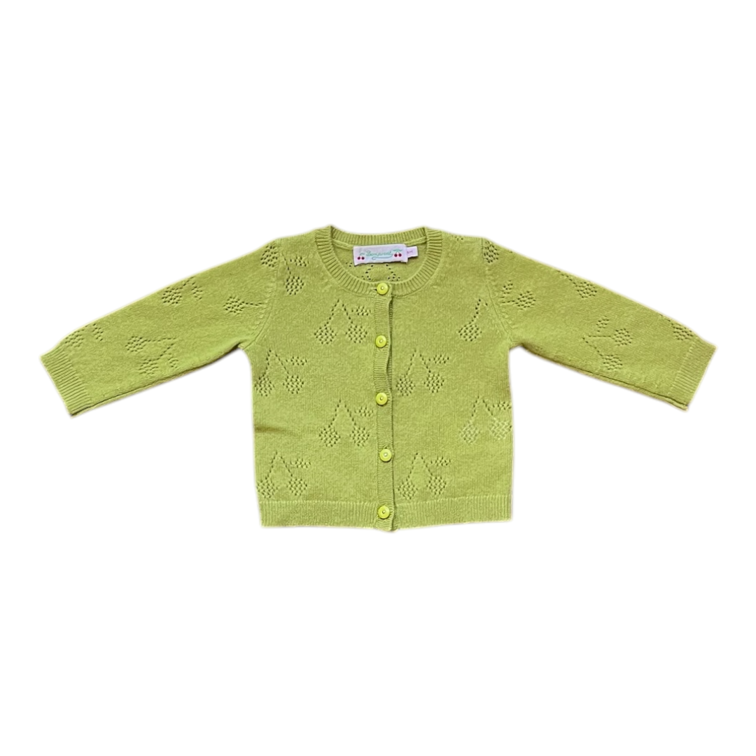 6 M - Cardigan ajouré verde Bonpoint