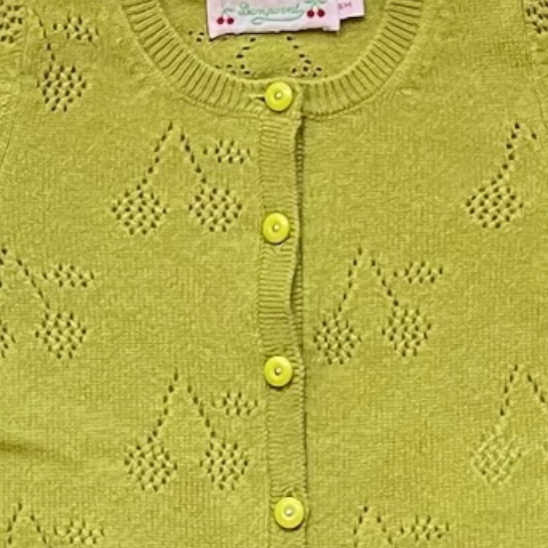 6 M - Cardigan ajouré verde Bonpoint