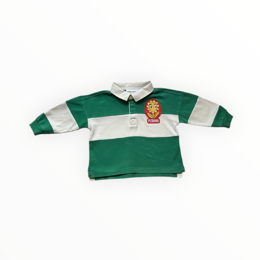 18M-2A - Polo vert et blanc Mini Rodini