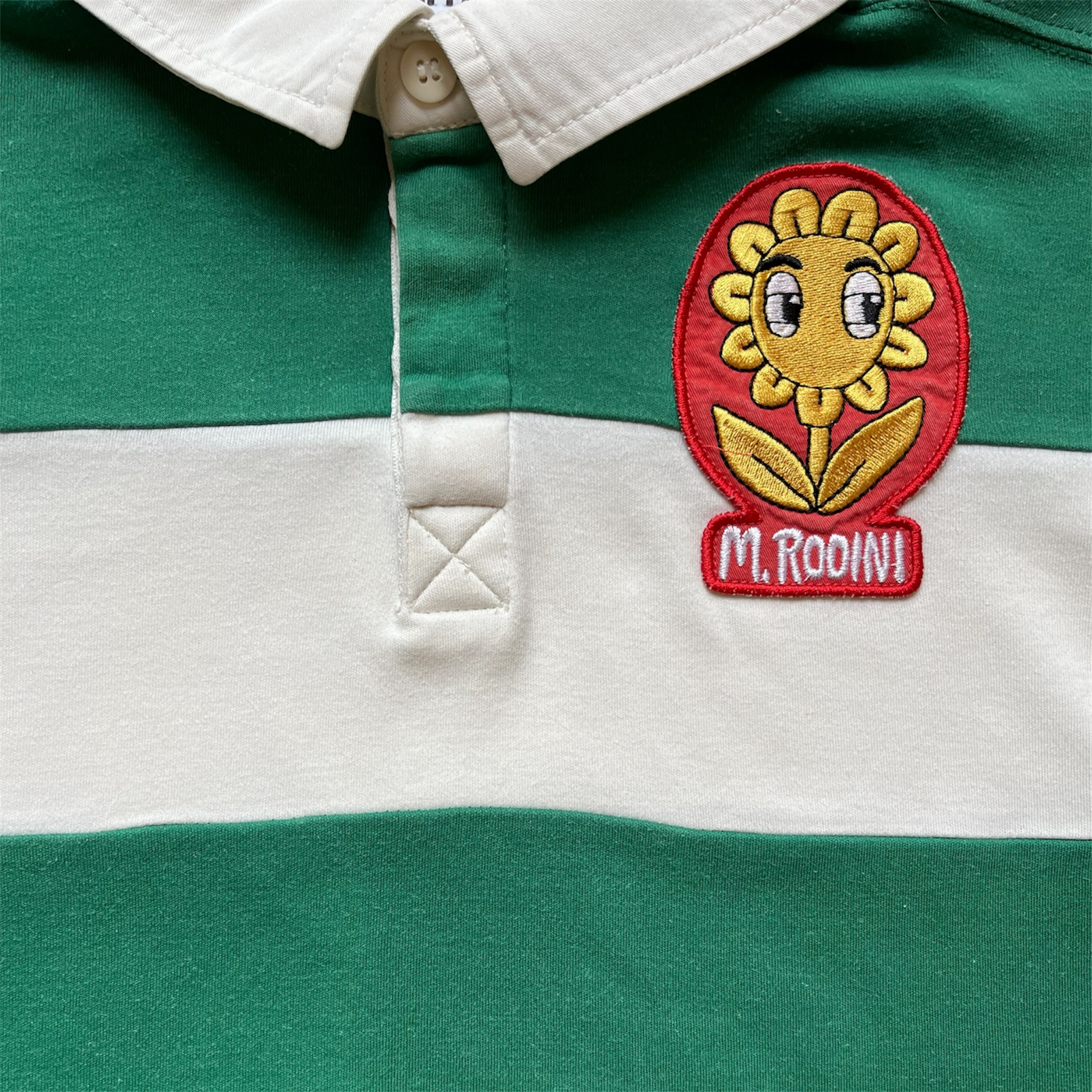 18M-2A - Polo vert et blanc Mini Rodini
