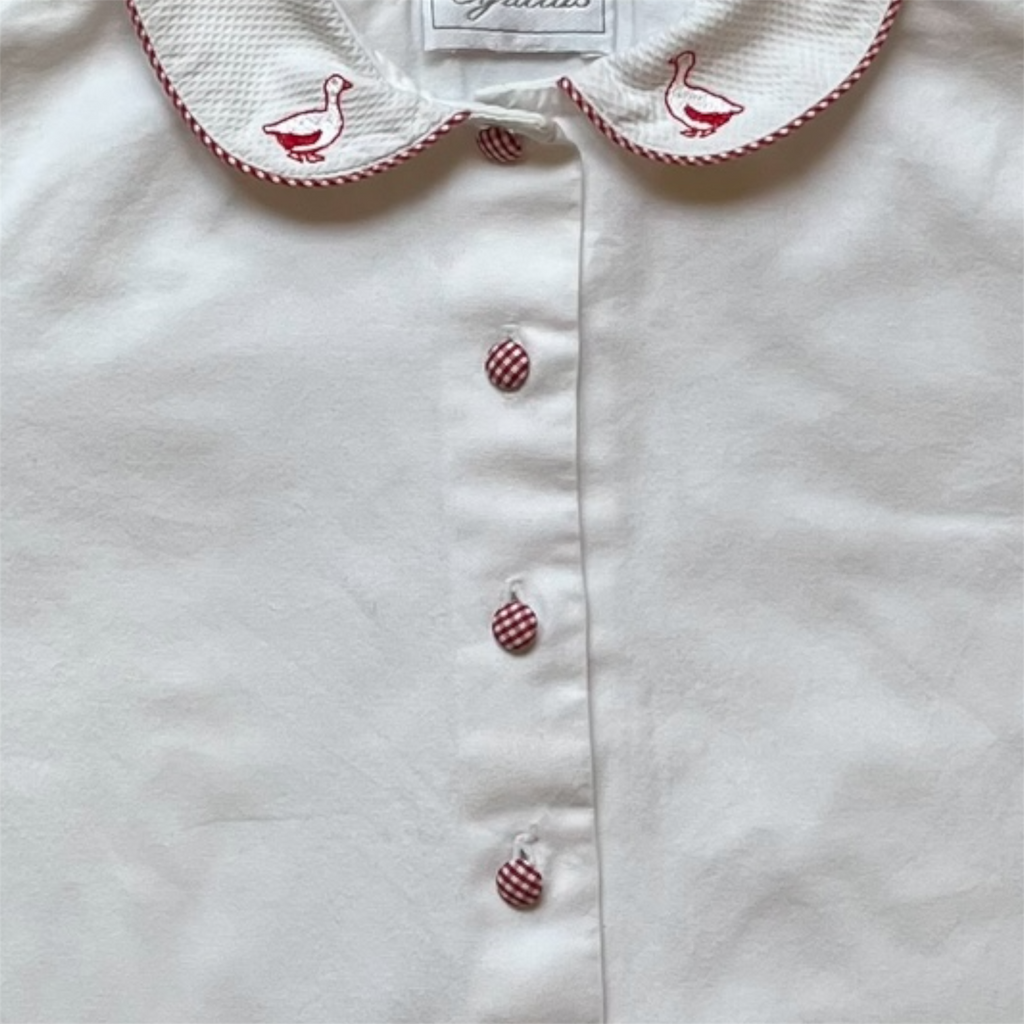 2A - Chemise blanche, vichy et petites oies