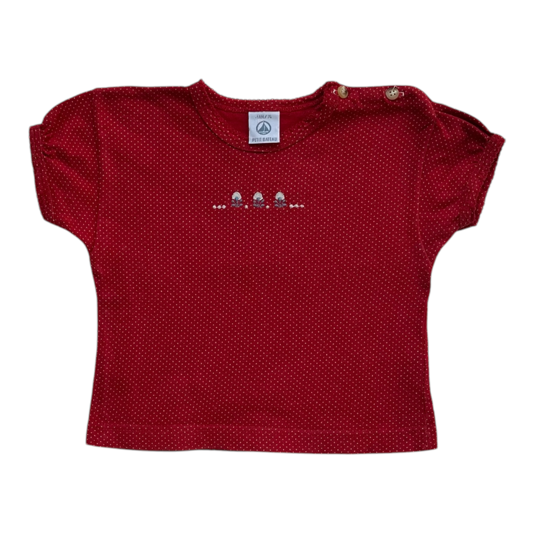 2A - Tshirt rouge à mini pois