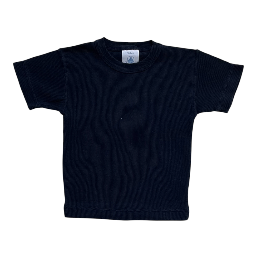 2A - Tshirt bleu marine à côtes