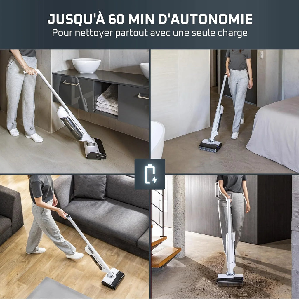 Rowenta X-Clean 10 et Clean it, Aspirateur Laveur sans Fil et Shampouineuse, Parfait pour Tâches Tenaces et Poils, Sols Durs, Moquettes et Tapis GZ7540WO + IN5010F0