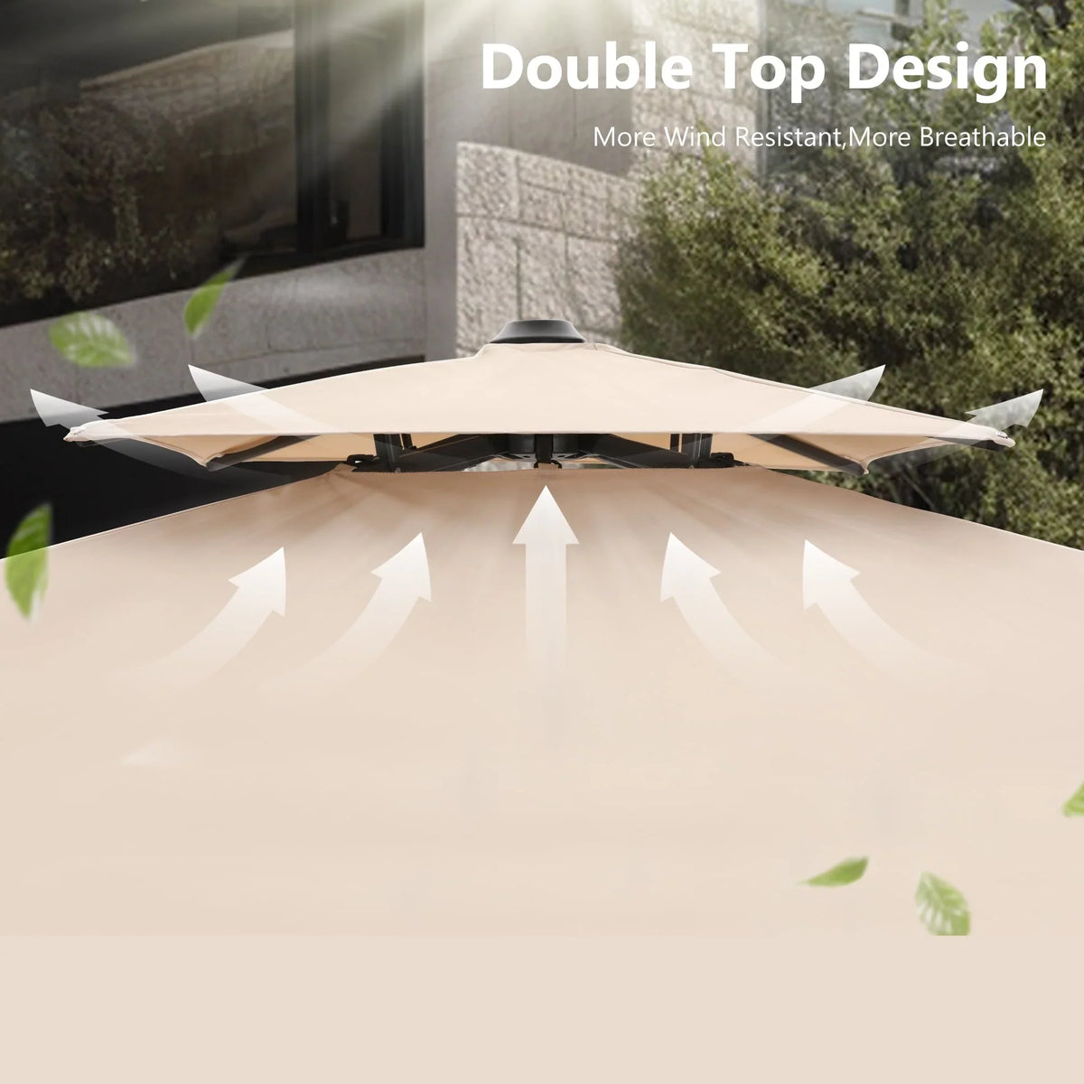 MAISON ARTS 12 FT Automatic Hydraulic Cantilever Umbrella Aluminum Pole 360 Degree Rotation